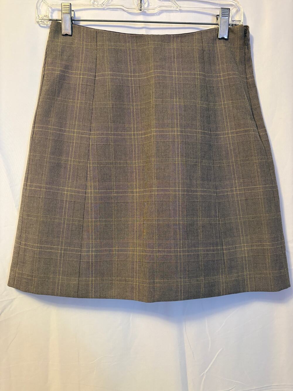 Babaton Plaid Mini A Line Skirt Brown Women's size 4